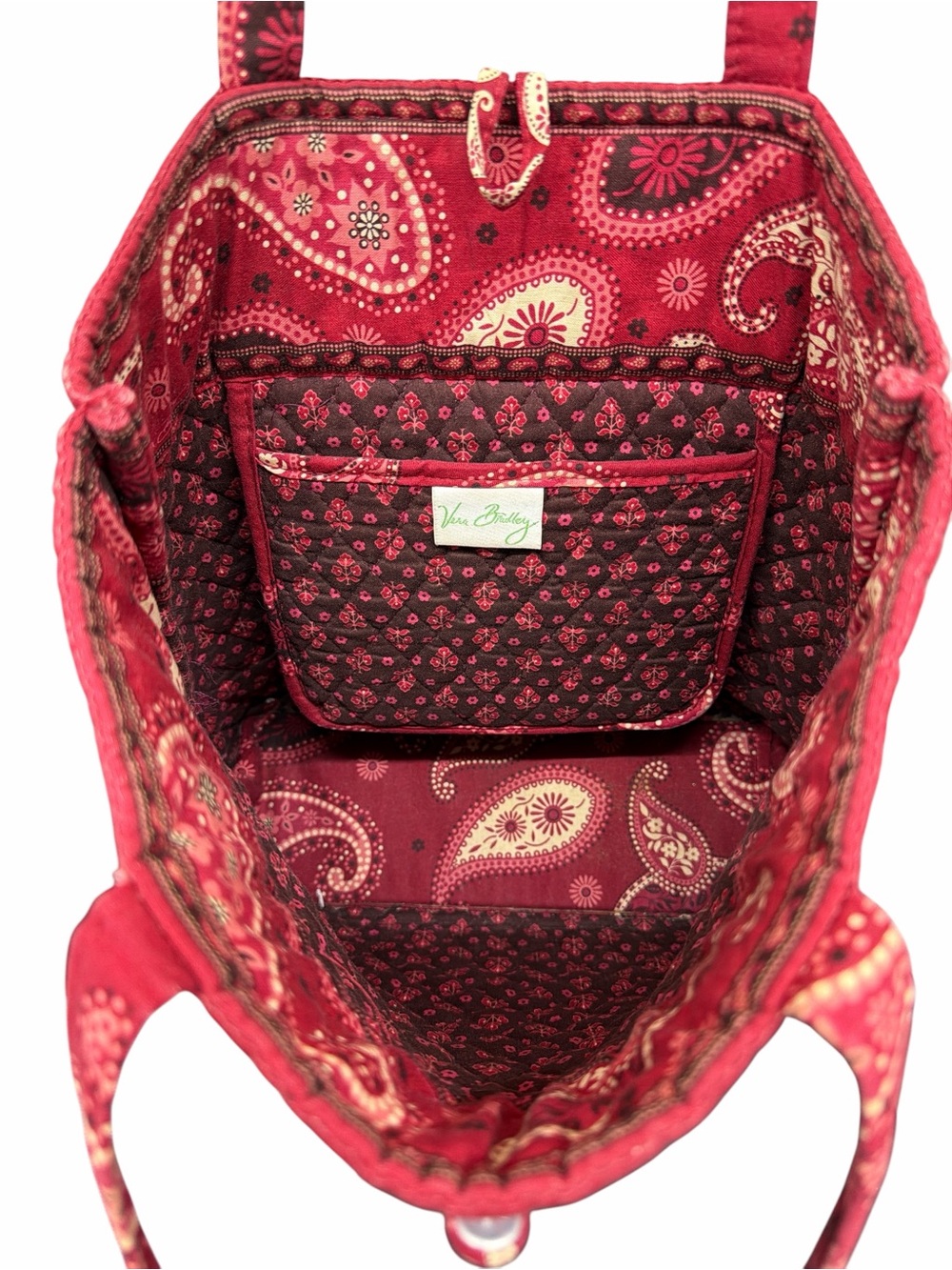 Vintage Vera Bradley Tote Bag Retired Mesa Red Paisley Print - Picture 5 of 8